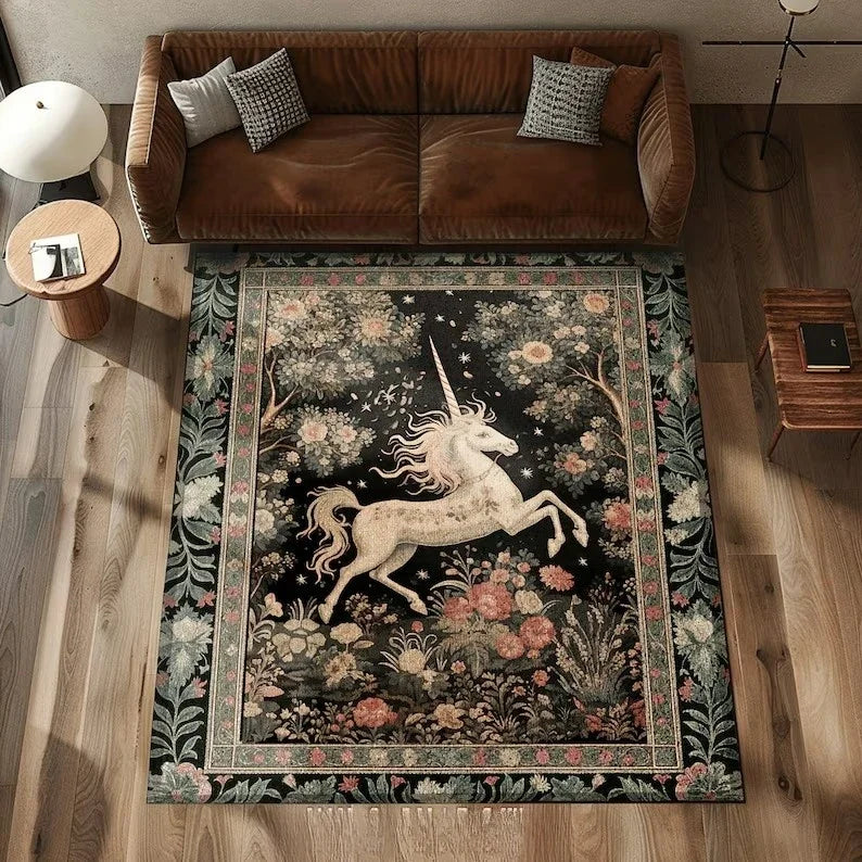Magic Unicorn Plant Floral Carpet for Living Room Bedroom