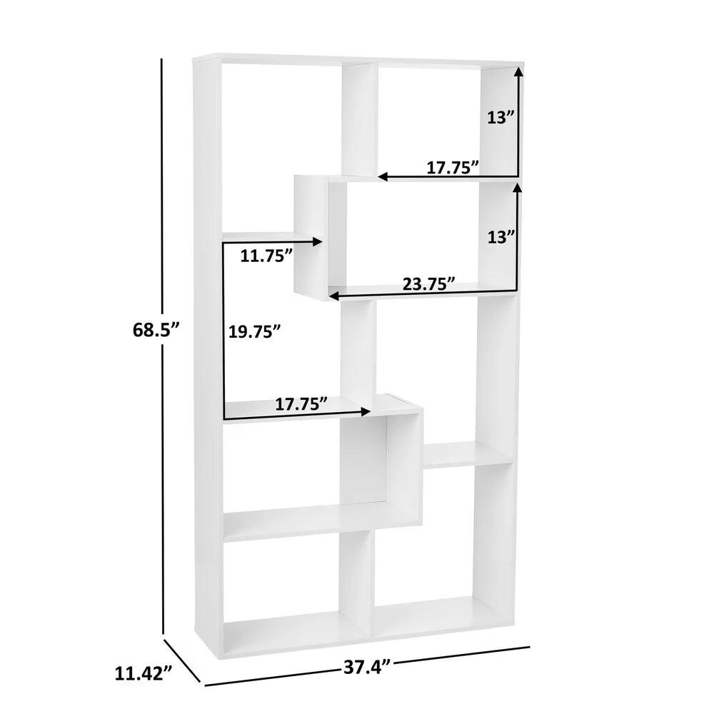 Modern 8-Cube Bookcase Geometric Shelves