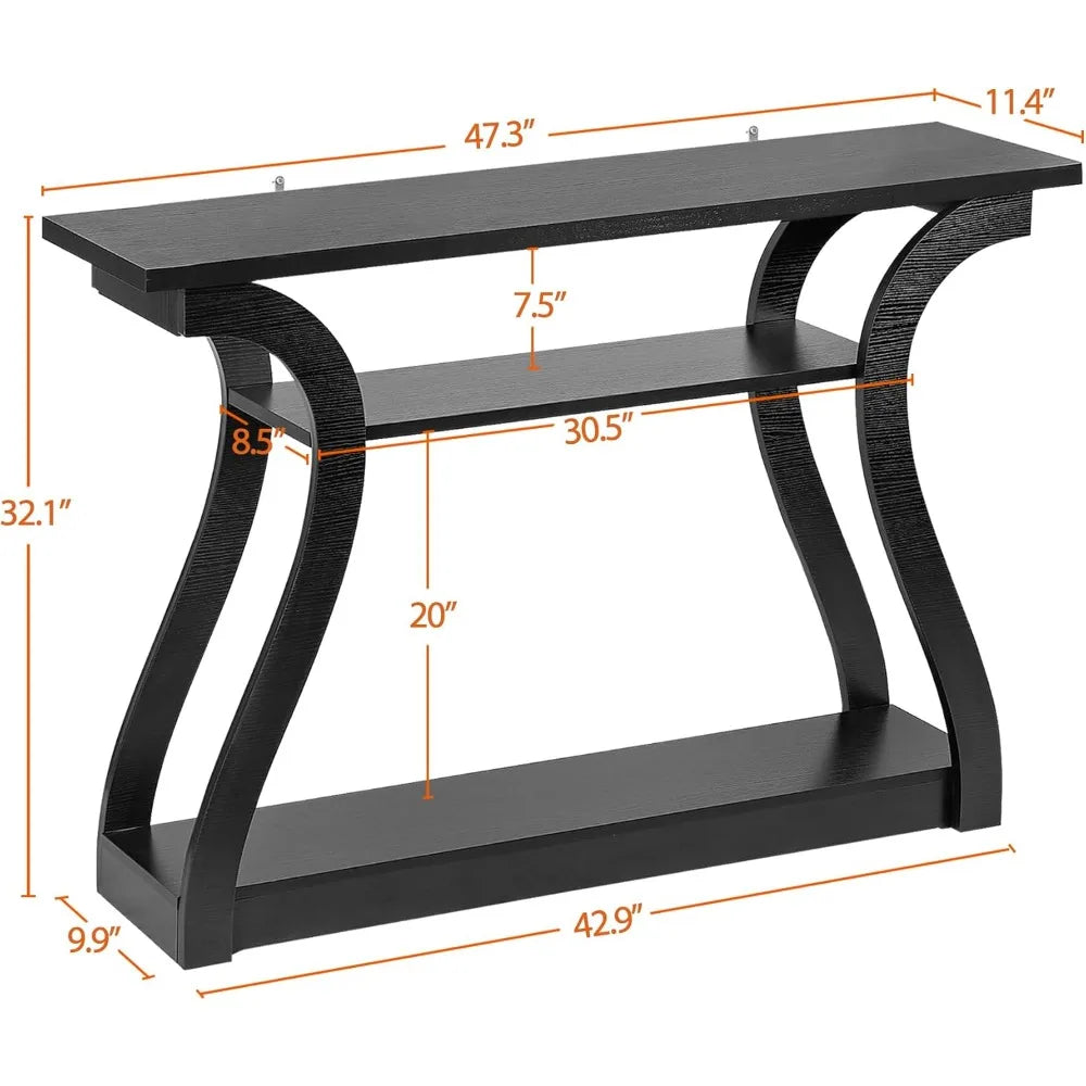 Console Table, Entryway Table with 3 Tier Storage Shelves,