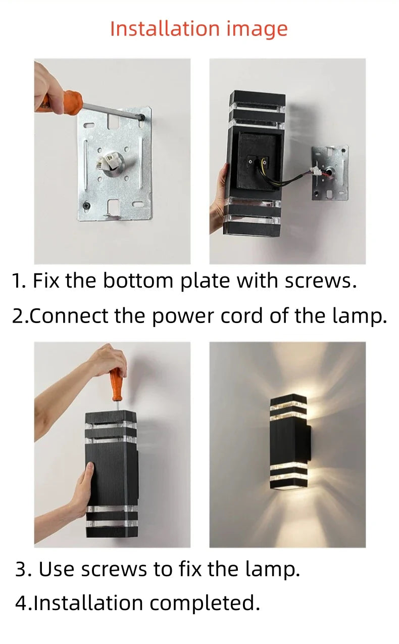 Outdoor wall lights Exterior wall waterproof lUpper and lower double-headed pillars Outdoor light