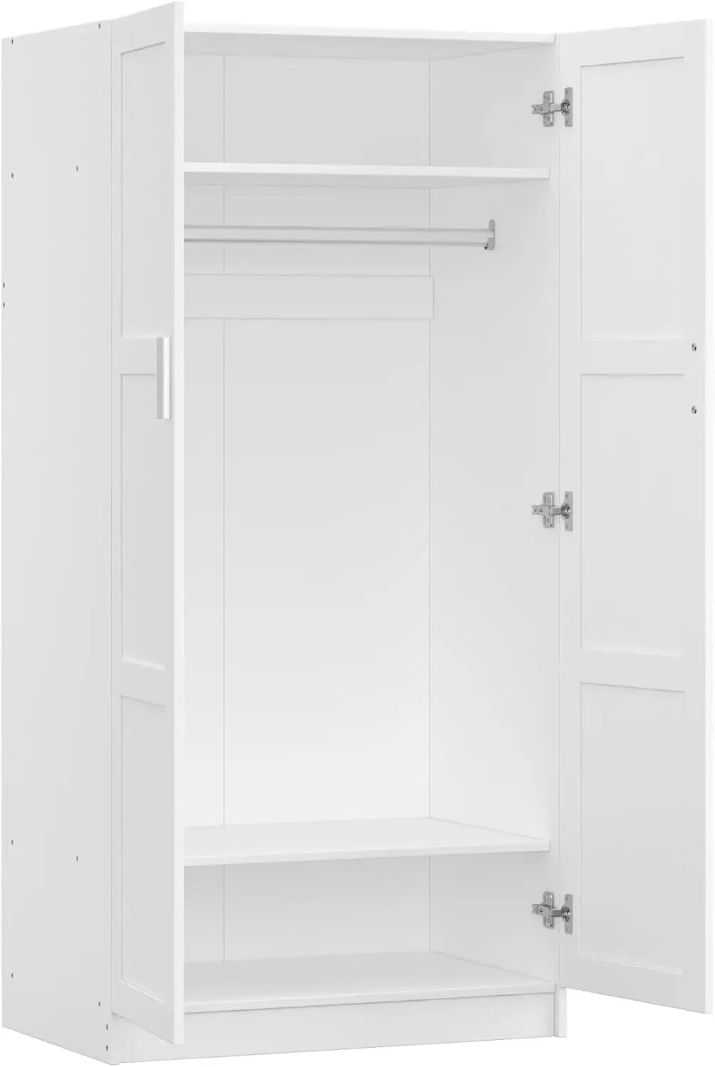 Modern 2 Door Wardrobe Bedroom Armoires Closet Clothing Storage Cupboard with 2 Shelves
