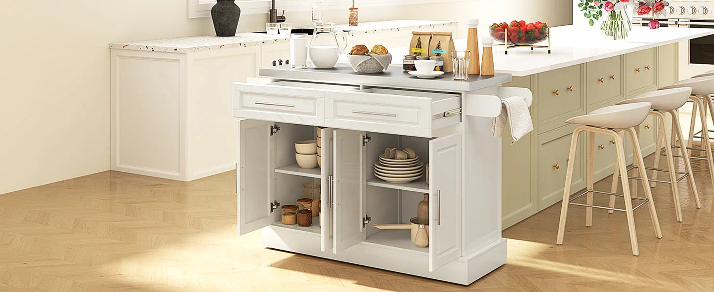 Rolling Kitchen Island Cart with Wheels, Portable Island Table for Kitchen