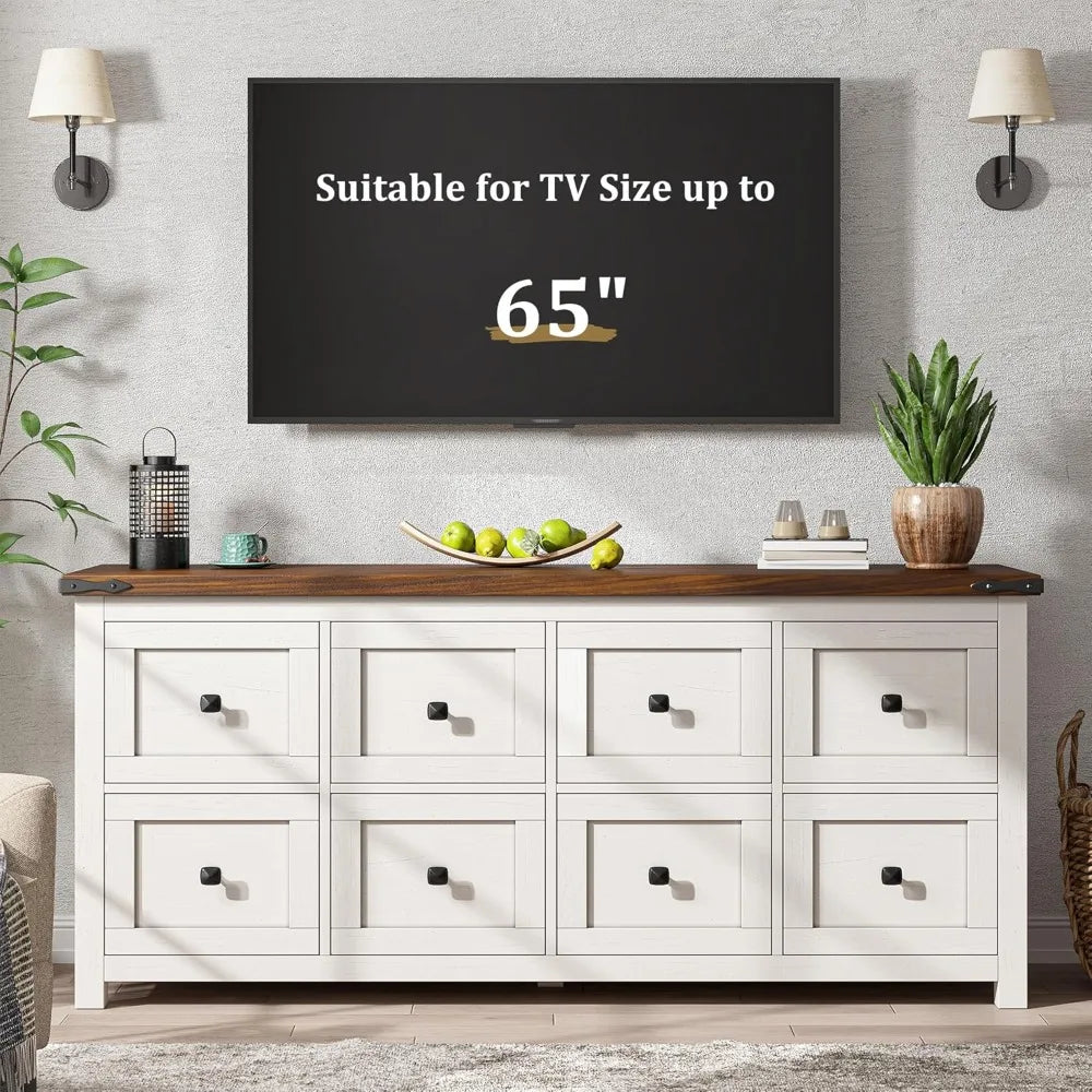 Dresser with 8 Drawers, Farmhouse, Wood, Wide, Long, TV Stand
