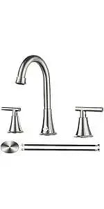 4 Inch Faucets 3 Hole, Bathroom Sink With Pop-Up Drain & Supply Hoses, 2-Handle 360 Swivel Spout Stainless Steel