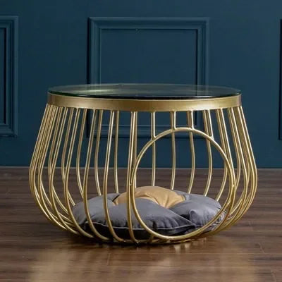 Creative Nordic Iron Tea Table Round Coffee Table for Living Room Cat House Bed