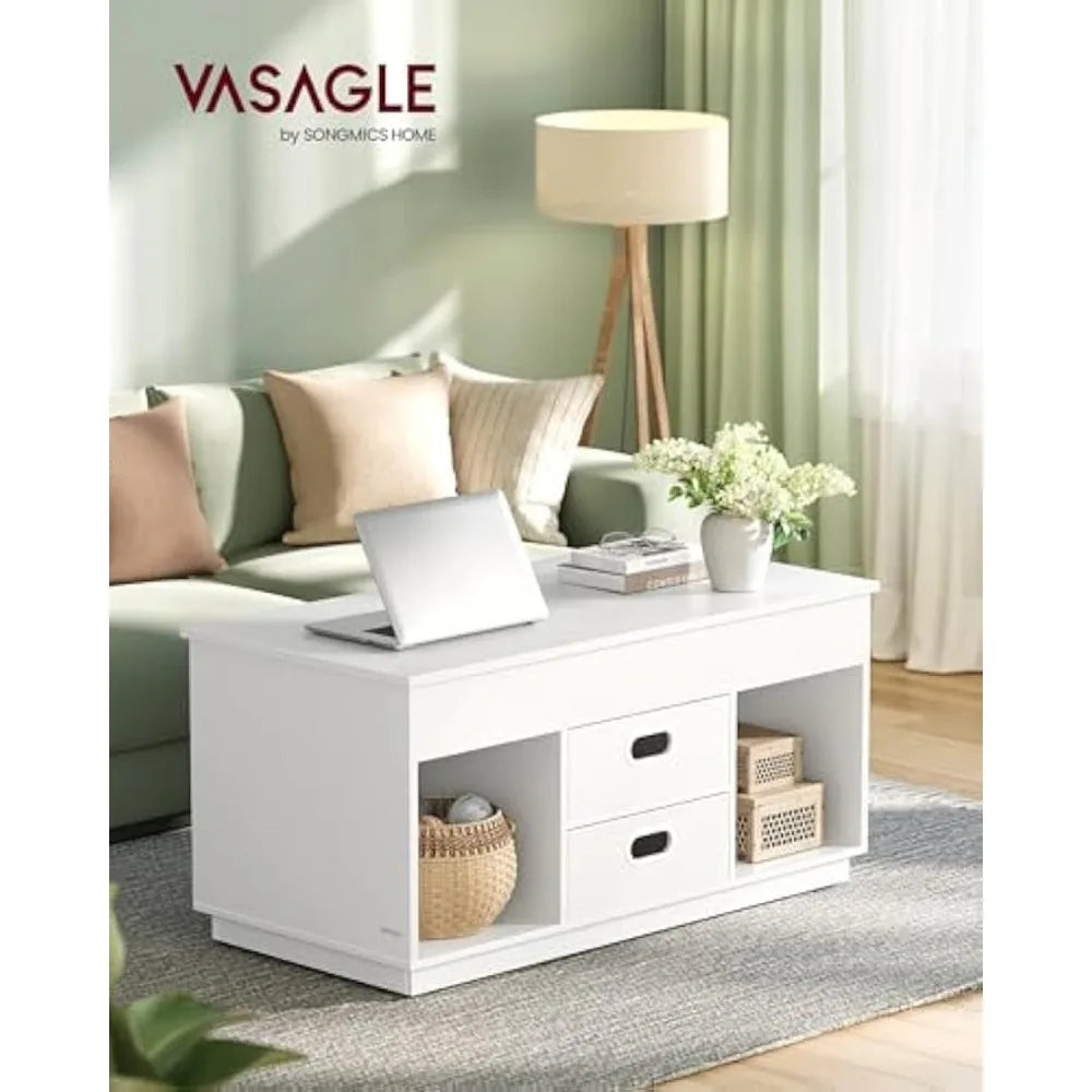 Lift Top Coffee Table with Drawers and Hidden Storage, Center Table