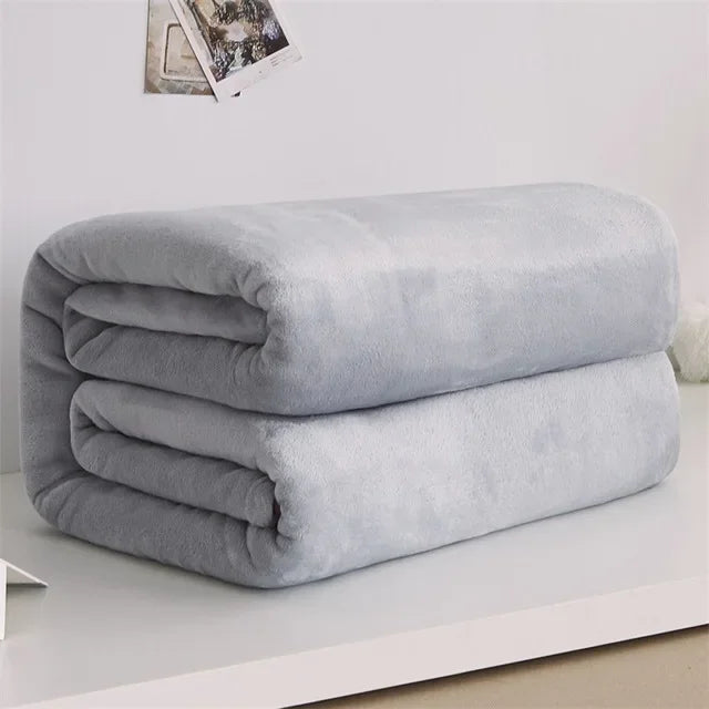 Coral Fleece Flannel Blankets Solid