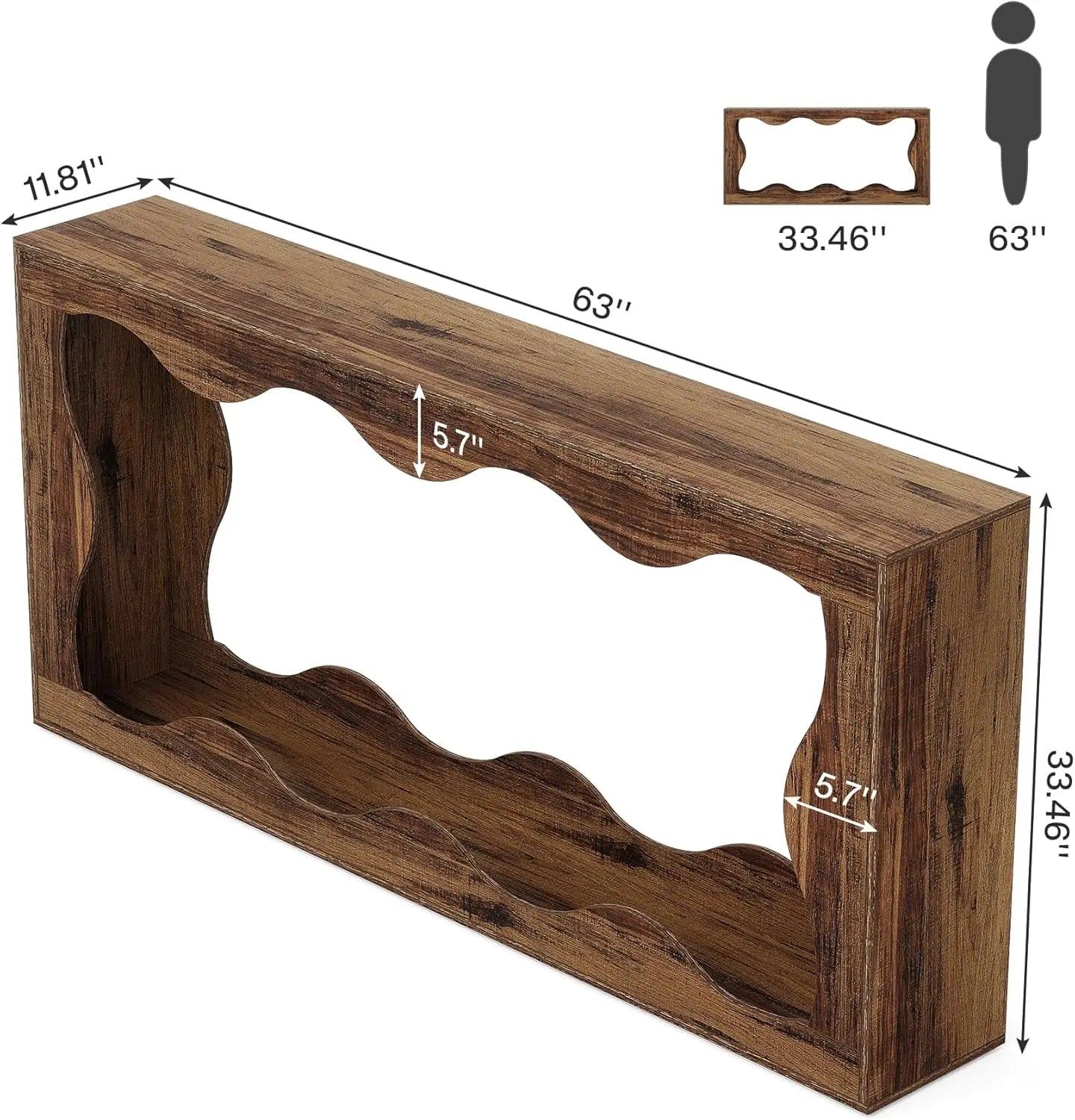 63 Inches Farmhouse Console Table with Storage, Couch Table Behind Sofa