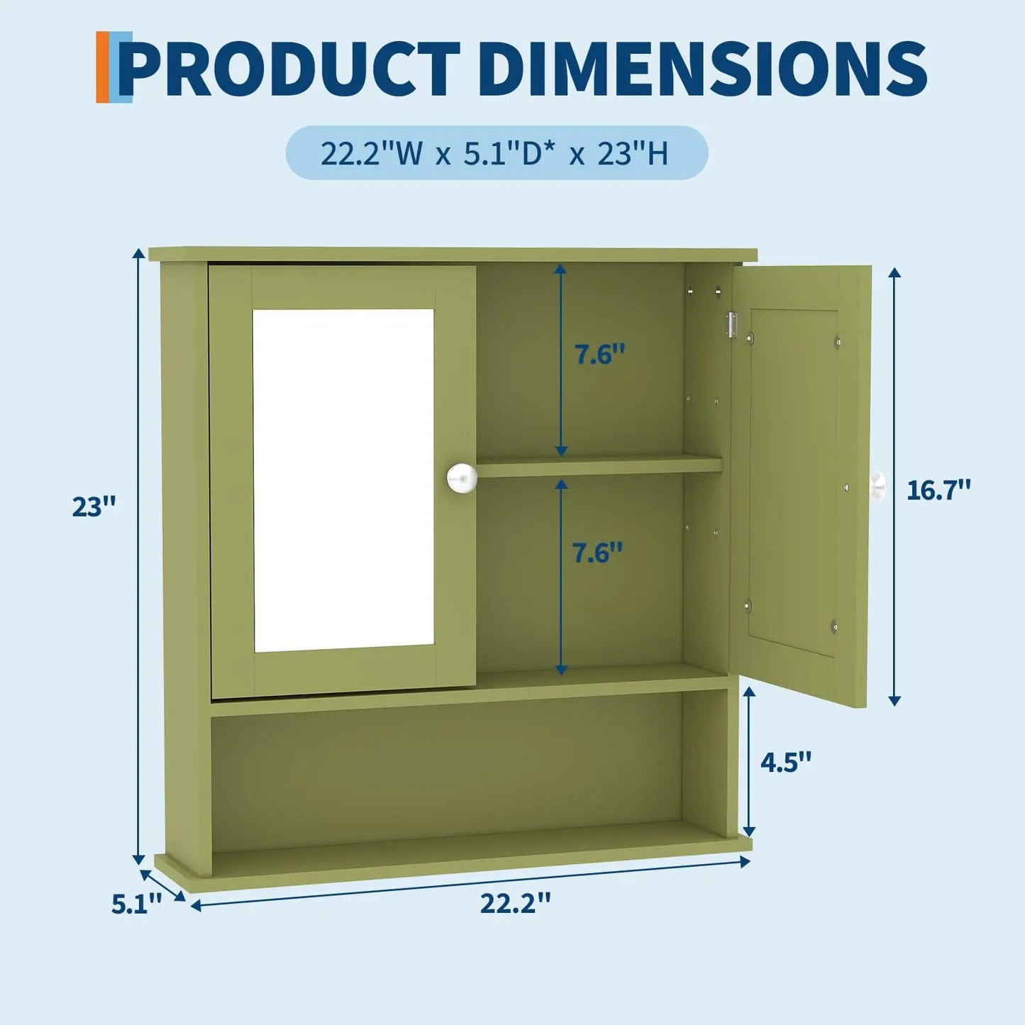Wall Mounted Medicine Cabinet With Mirror, Adjustable Shelves, Over Toilet Storage, Rustic Cabinet