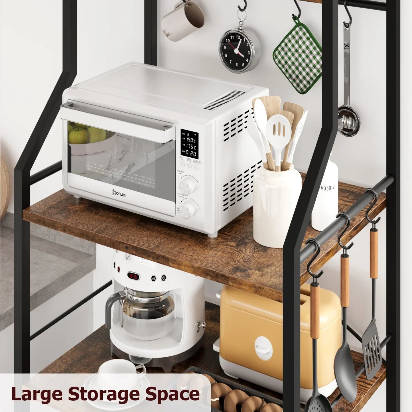Kitchen Bakers Rack Microwave Oven Stand Coffee Bar Station