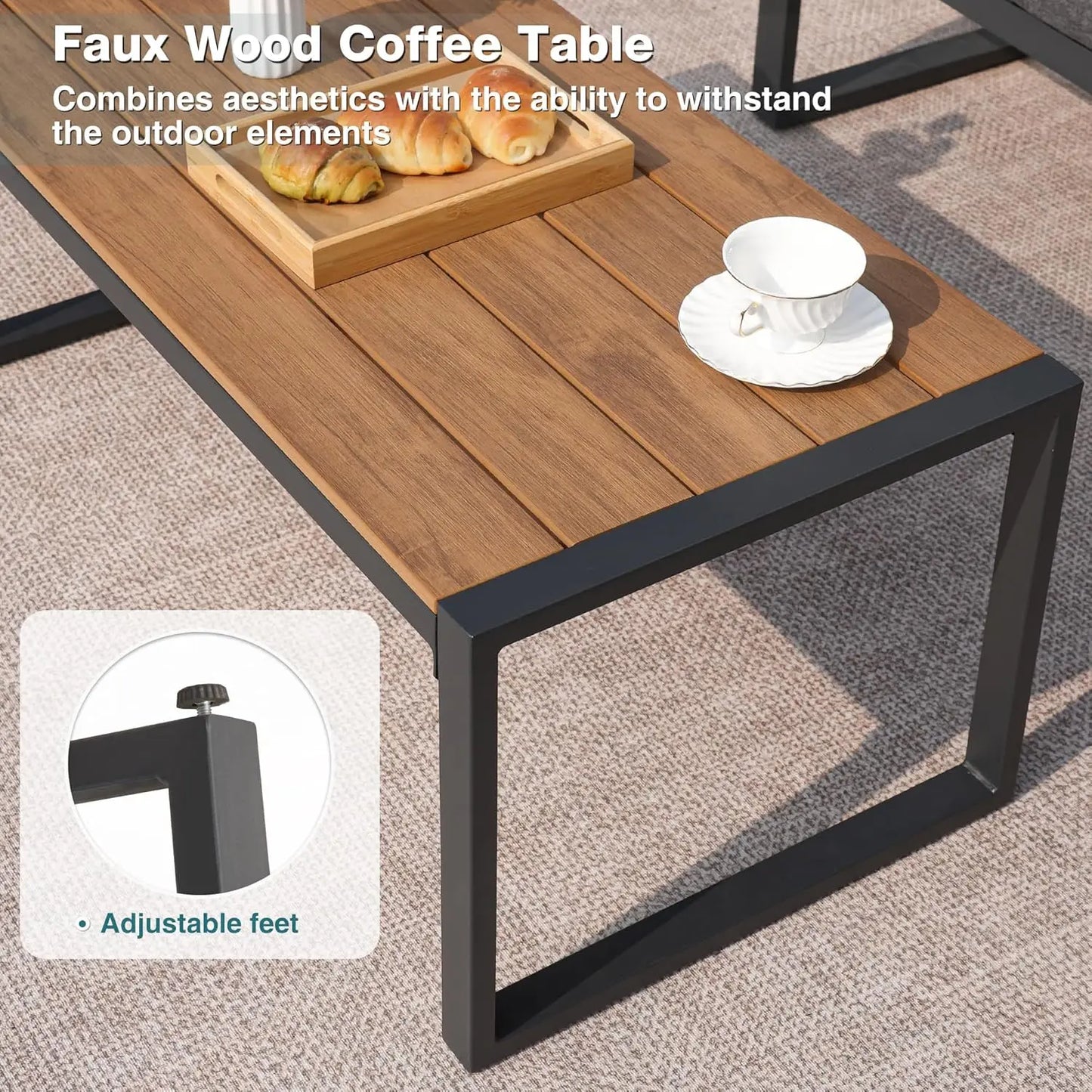 Patio Furniture Set, 4 Pieces Outdoor Patio Furniture with Coffee Table Set