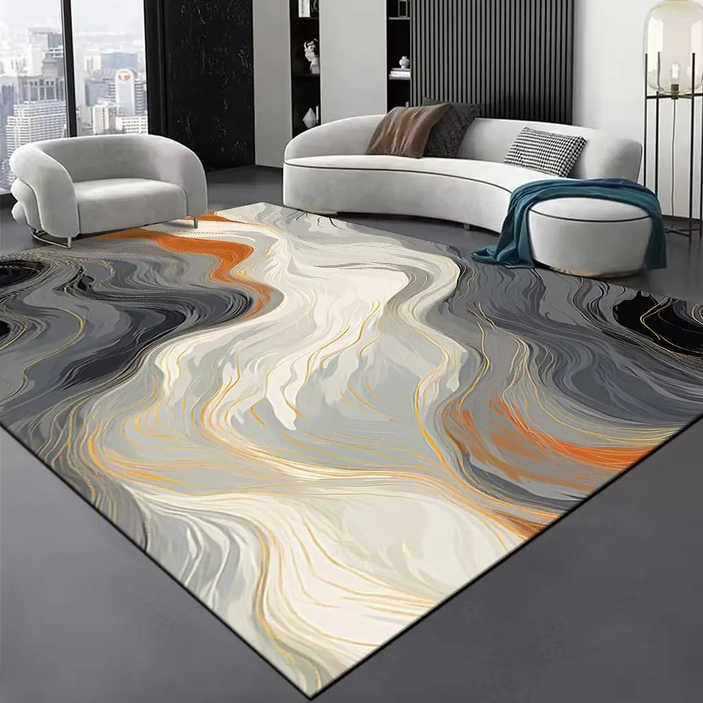 Luxury Black Stripe Large Living Room Carpet