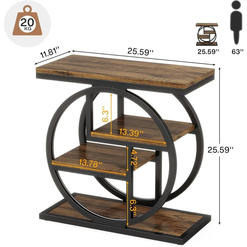 End Table Set of 2, 4-Tier Narrow Side Table with Storage Shelves,