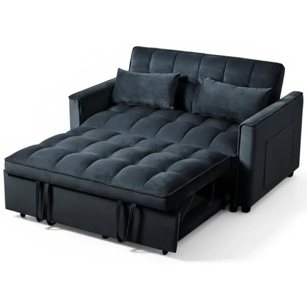 3 in 1 Convertible Sleeper Sofa Bed, Futon Couches for Living Room with Side Pocket