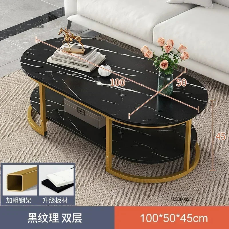 Minimalist Storage Oval  Modern Design Coffee Table