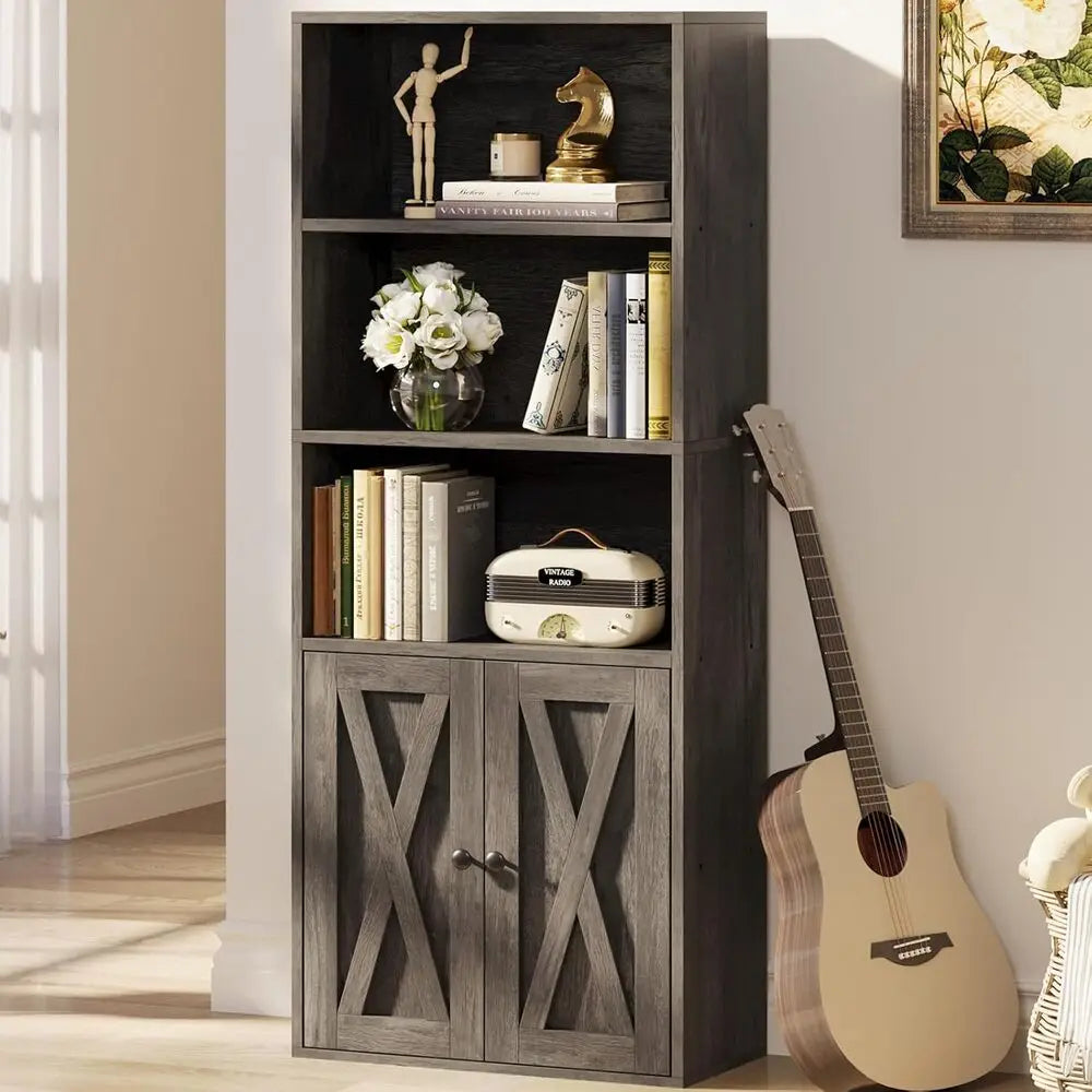 IRONCK Industrial Bookshelves and Bookcases with Doors 11.8 in  5 Shelf  Bookcase
