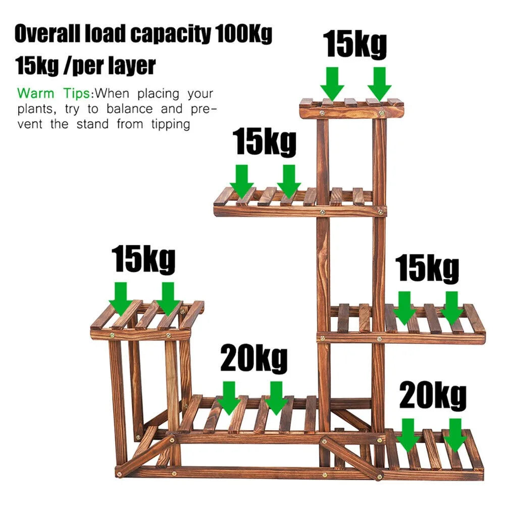 Wooden Plant Stand 5 Tier Corner Shelf Storage Rack for Indoor Outdoor Garden