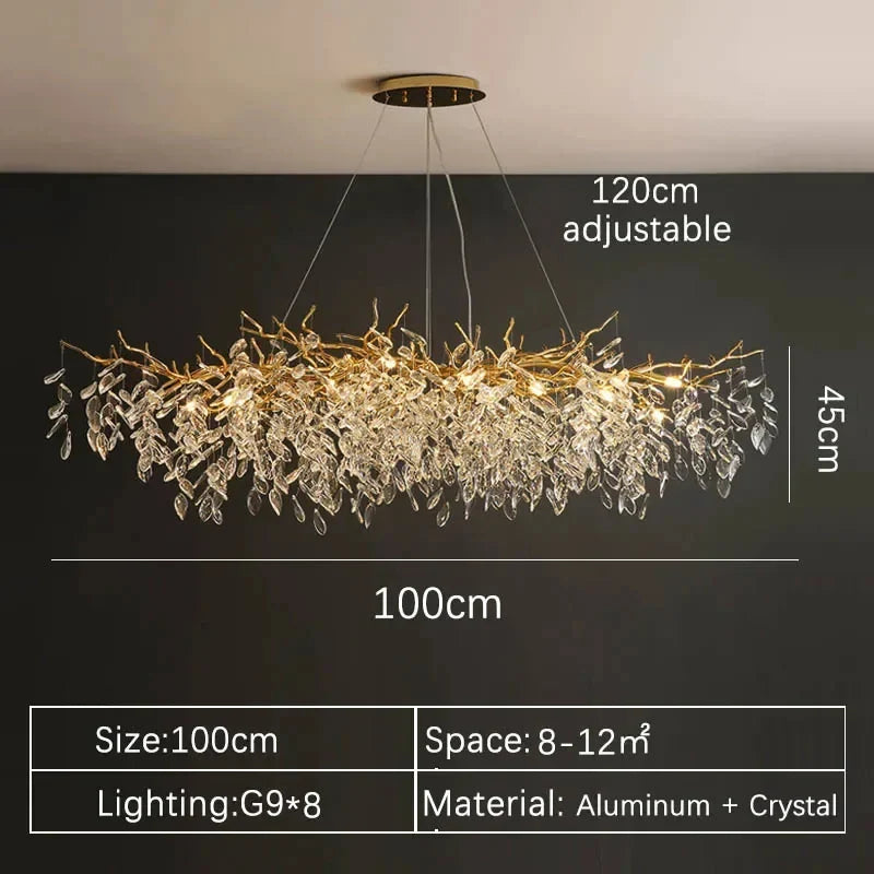 2025 Luxury Gold Crystal LED Chandeliers Living Dining  Lustre Ceiling Pendant Lamps I
