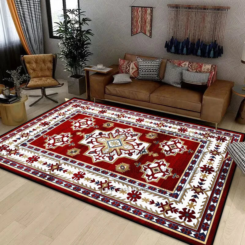 Persian Luxury Rugs for Retro Red Decor Carpets for Living Room