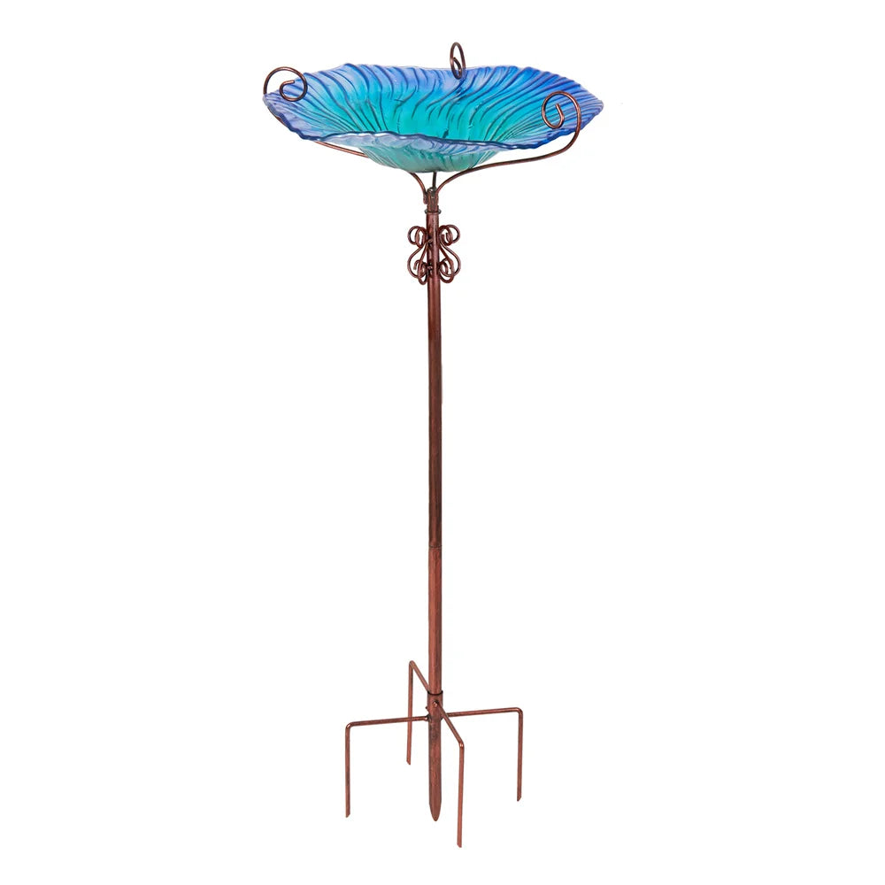 Large Outdoor Glass Bird Bath Garden Feeding Bowl