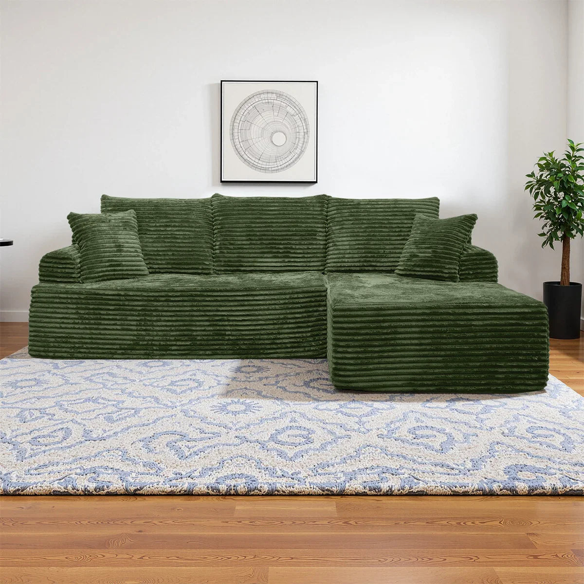 95" L-Shaped Sofa Chaise, Rabbit Fleece Upholstery, Ultra Soft & Comfortable, Ready to Use Out of the Box