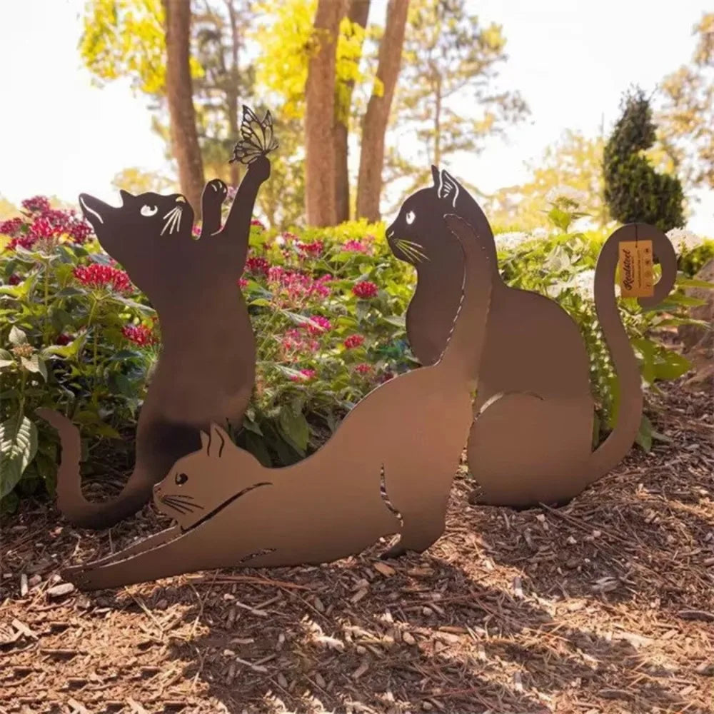 Exclusive Cute Cat Garden Decorative Silhouette -Perfect Outdoor Statues for Garden