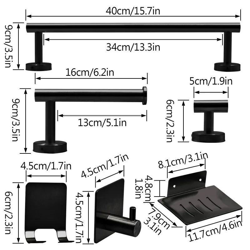 Bathroom Hardware Set 7Pcs Bathroom Towel Rack