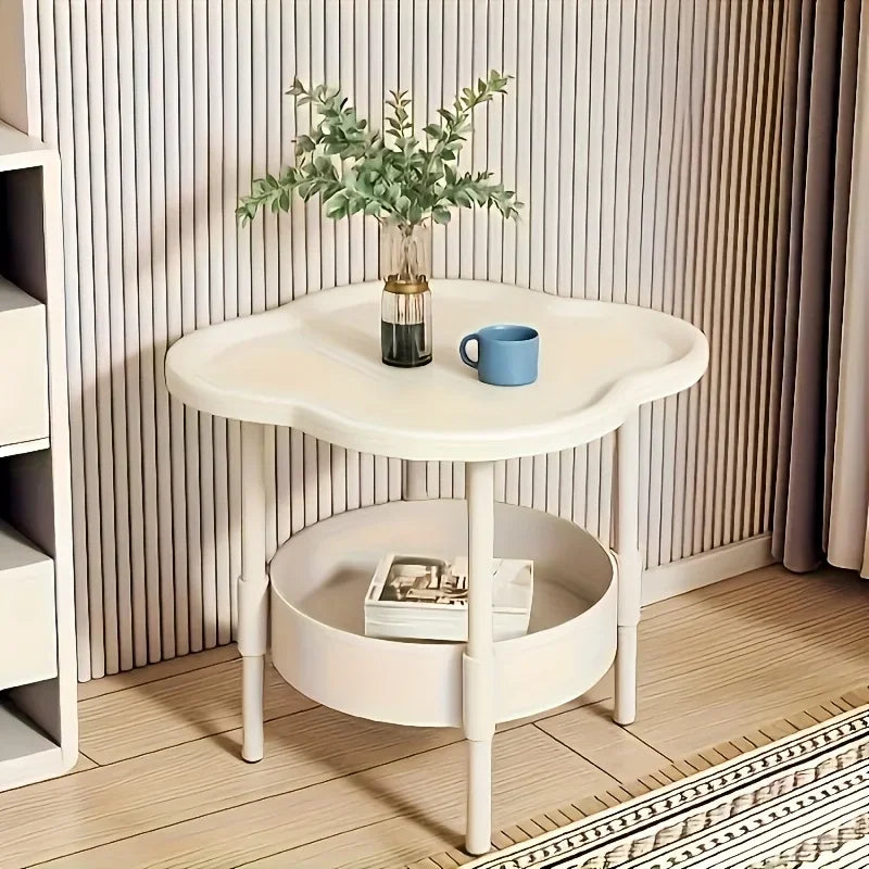 Stylish Modern Round Side Table with Storage Shelf
