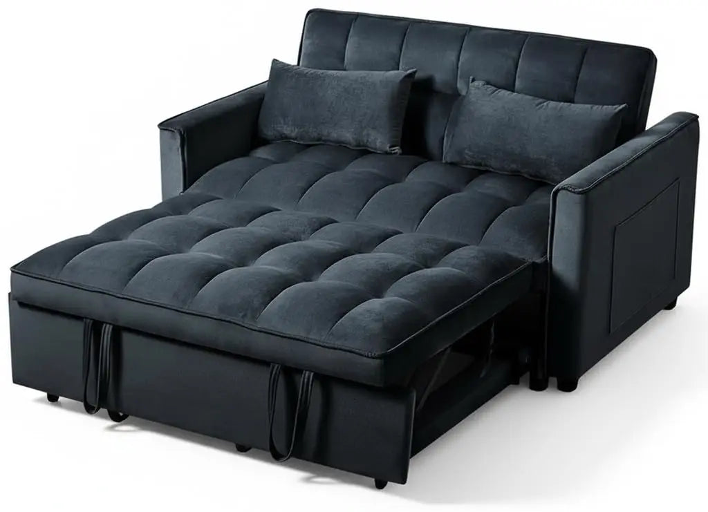 3 in 1 Convertible Sleeper Sofa Bed, Futon Couches for Living Room with Side Pocket