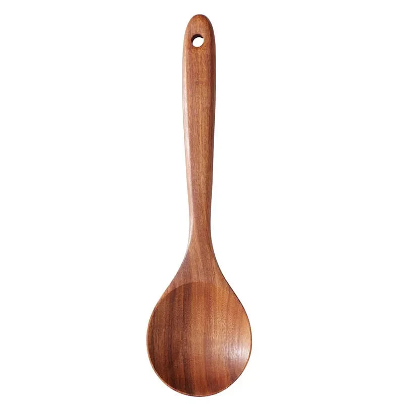 Wood Kitchenware Cooking Set Household Spatula Spoon Set Salad Spoon Fork Stirring Spoon With storage bucket
