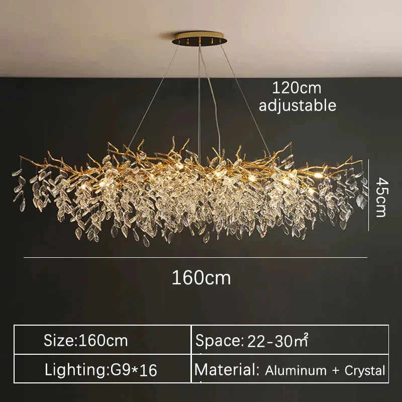 2025 Luxury Gold Crystal LED Chandeliers Living Dining  Lustre Ceiling Pendant Lamps I