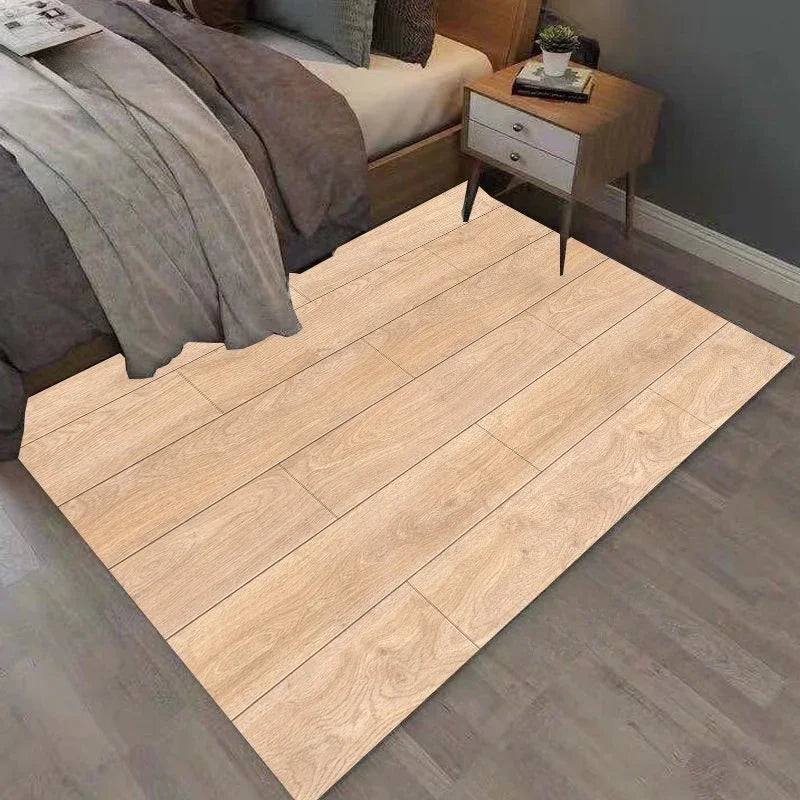 Rectangular Staggered 3d Planks Carpet Geometric Wood Grain Non-Slip Floor Rug
