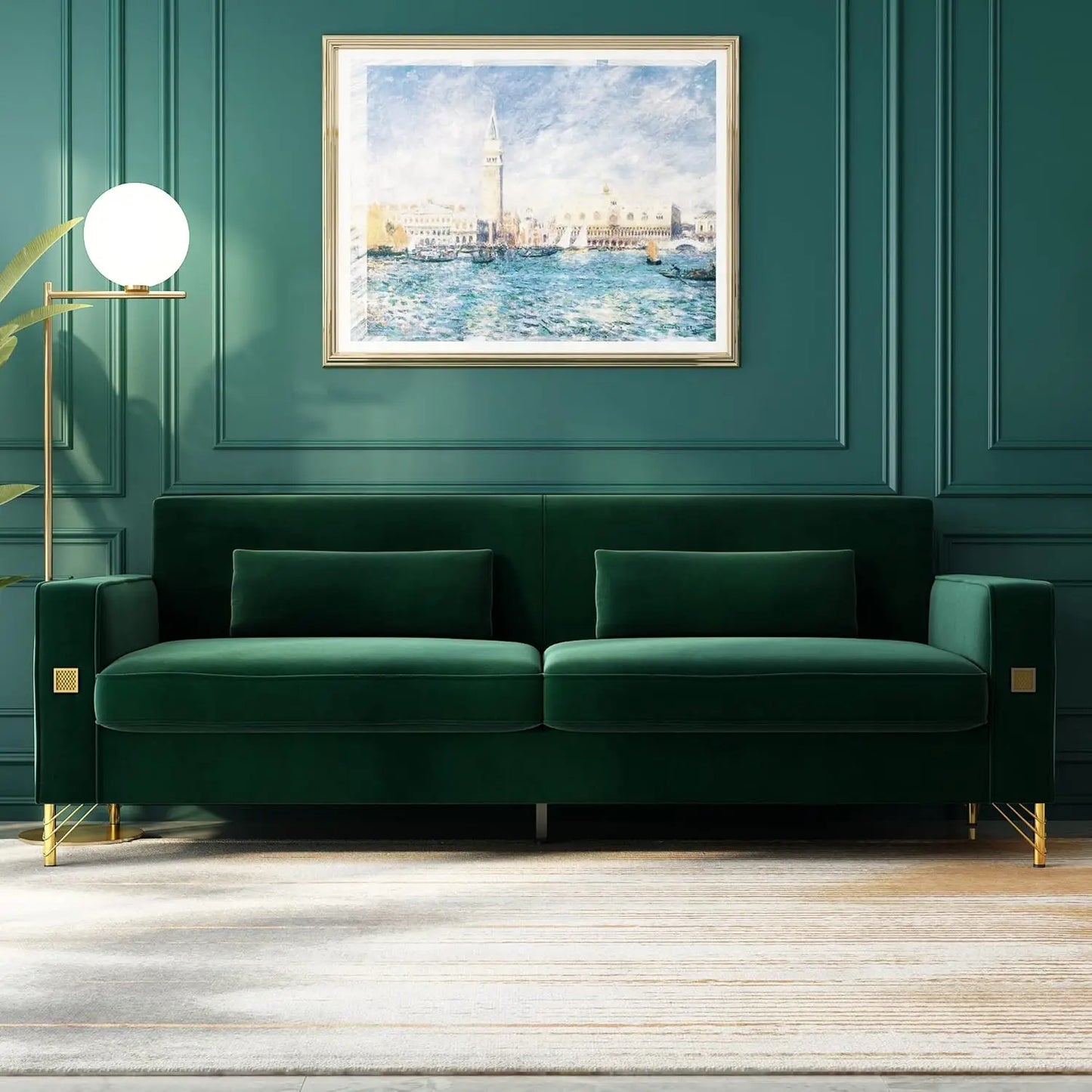 85.63" Velvet Sofa,Modern Loveseat Couch with Pillows Set of 2 for Living Room,Bedroom  6 different colors
