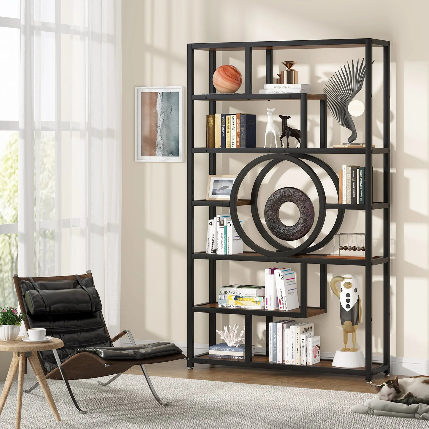 Tribesigns Bookshelf Industrial 5 Tier Etagere Bookcase,