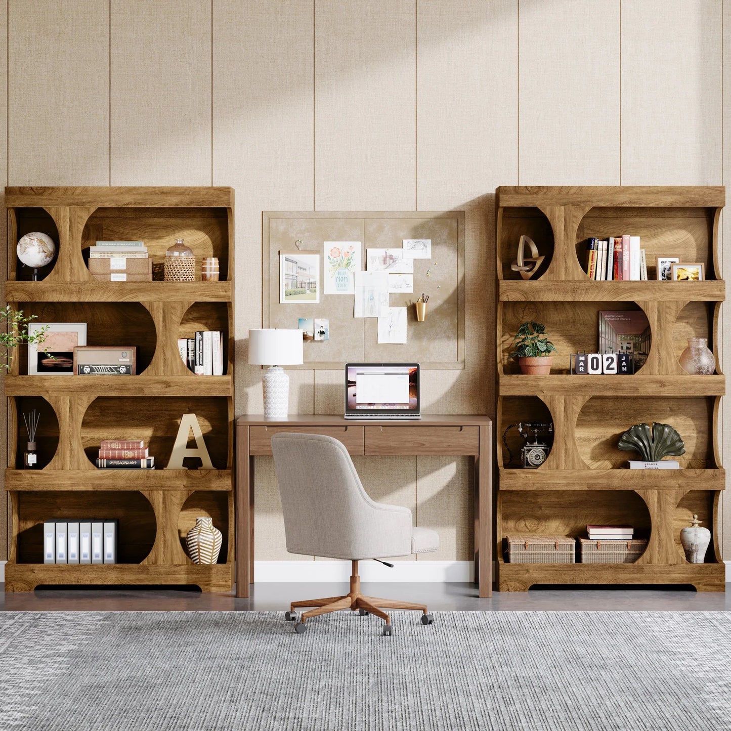 Tribesigns 71" Tall Bookcase, 4-Tier S-Shaped Bookshelf, Wood Modern Freestanding Display Shelves