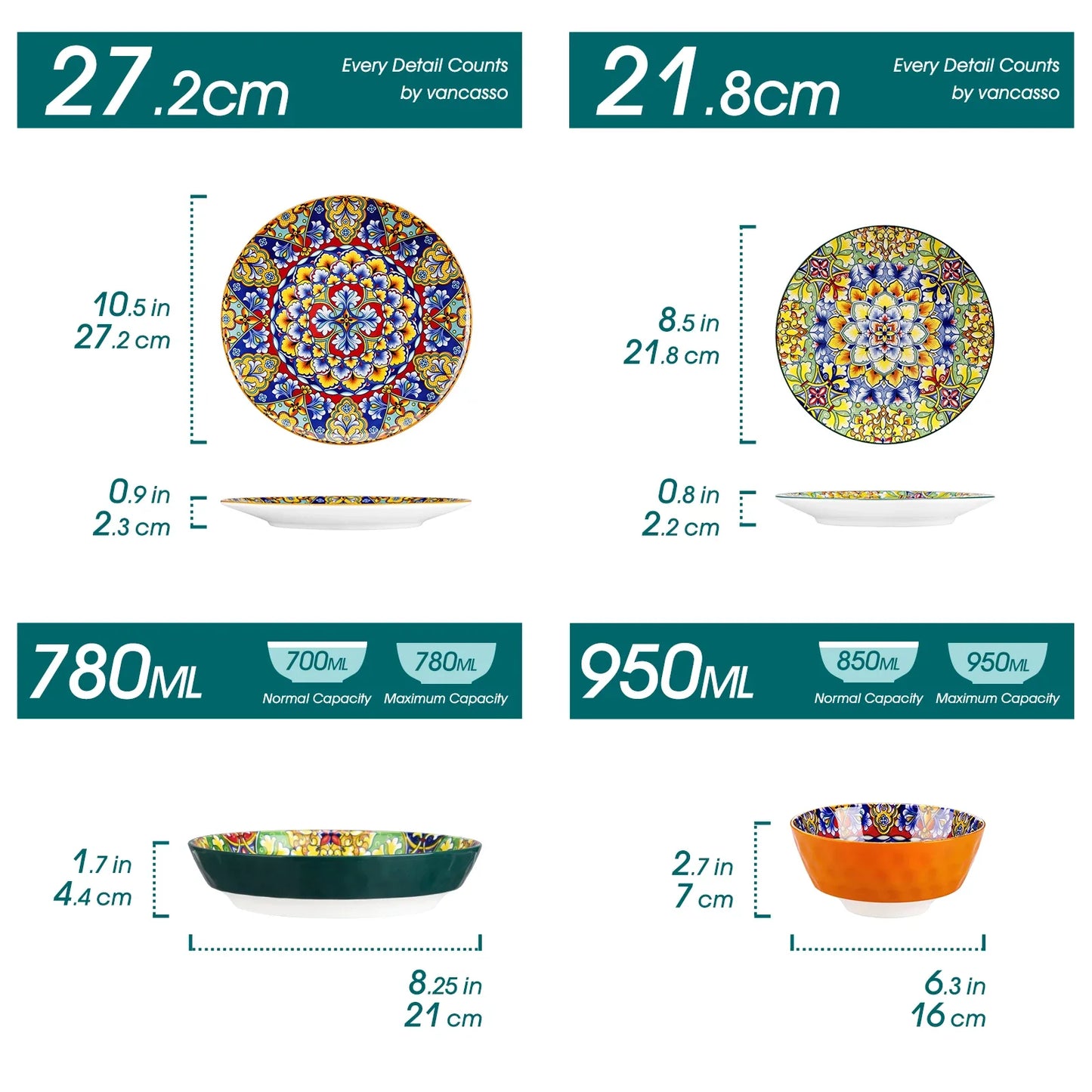 vancasso 12/16/18/24 Piece Ceramic Dinnerware Set For 6