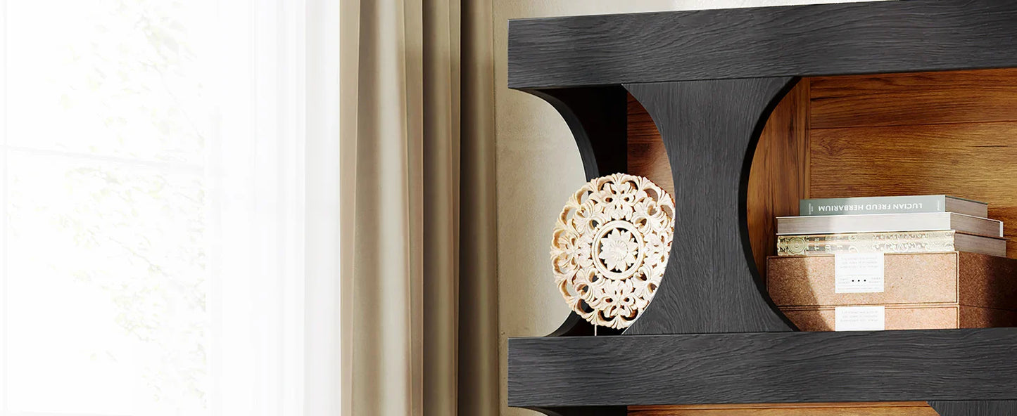 Tribesigns 71" Tall Bookcase, 4-Tier S-Shaped Bookshelf, Wood Modern Freestanding Display Shelves
