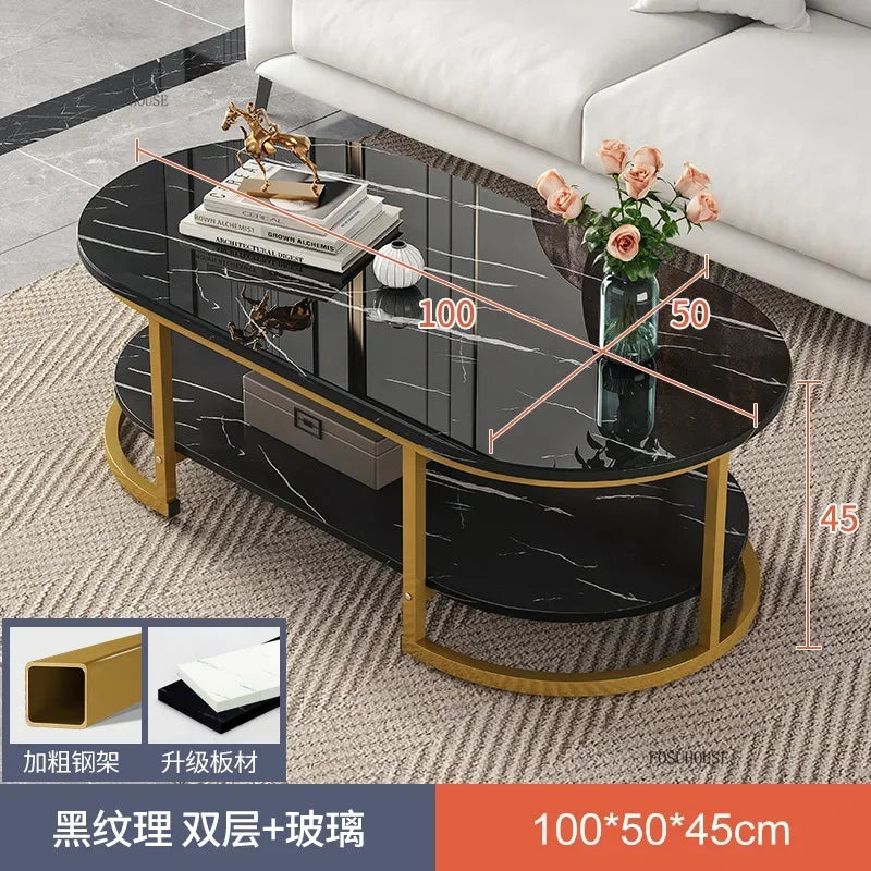 Minimalist Storage Oval  Modern Design Coffee Table