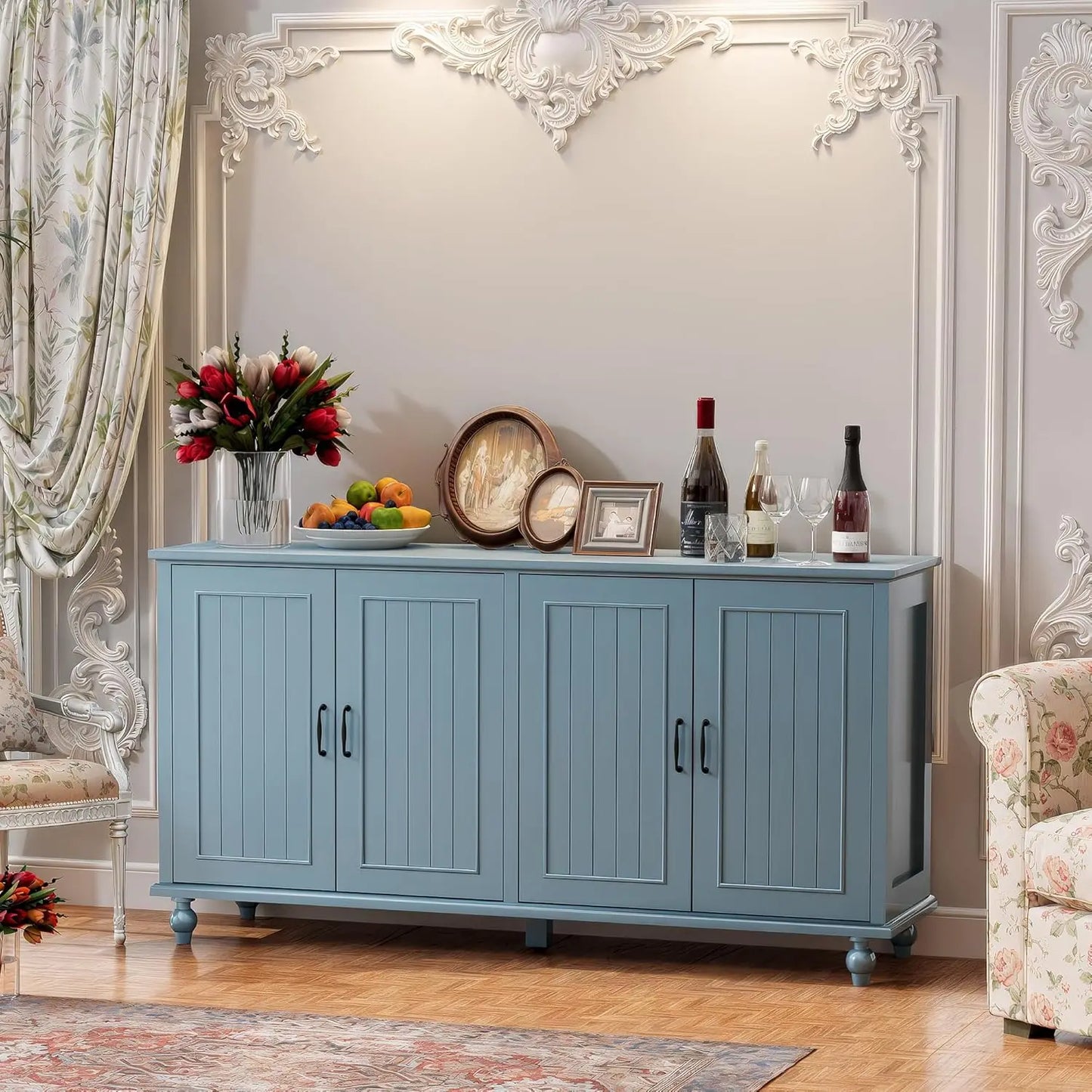 Buffet Cabinet with Storage,  4 Doors,Sideboard Buffet Cabinet for Dinning
