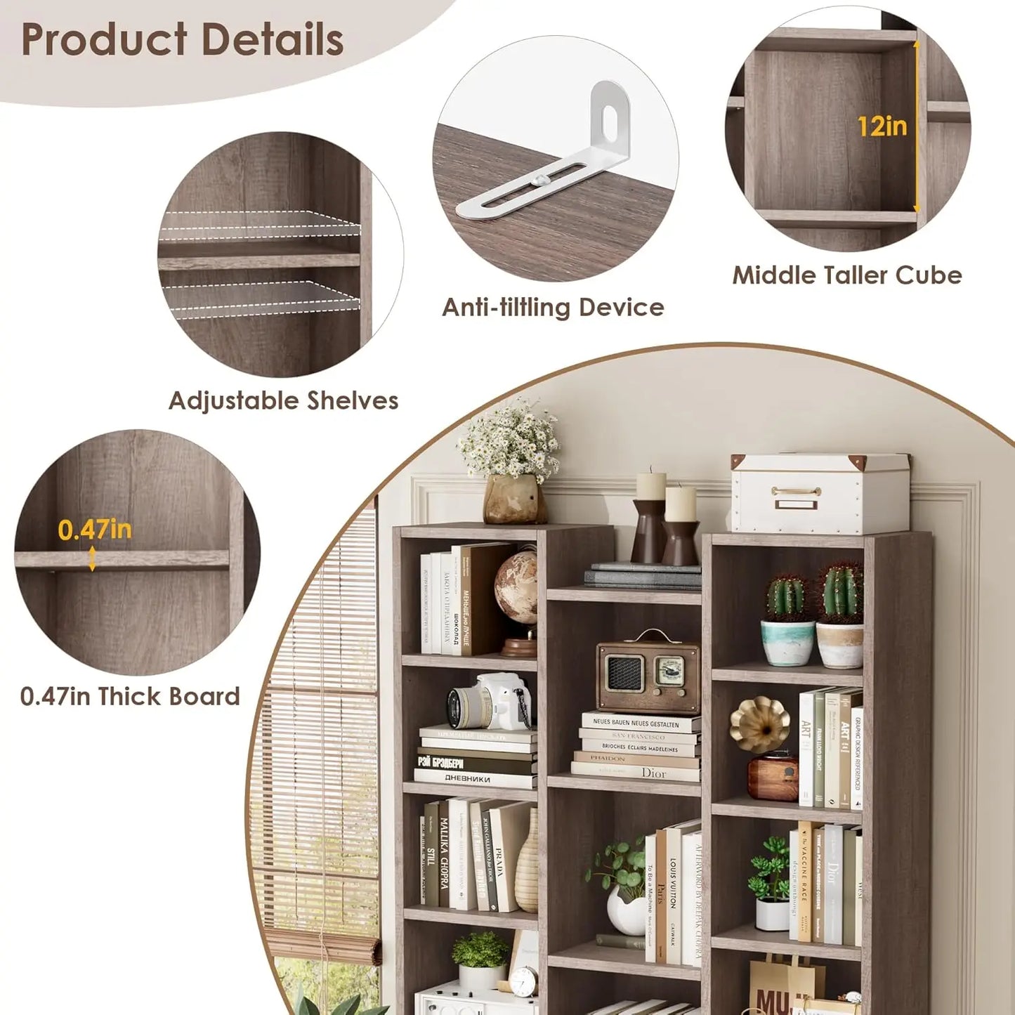 Hot sales[New Arrival!]Triple Wide 8 Tier Media Storage Tower Rack, with Adjustable Shelves,