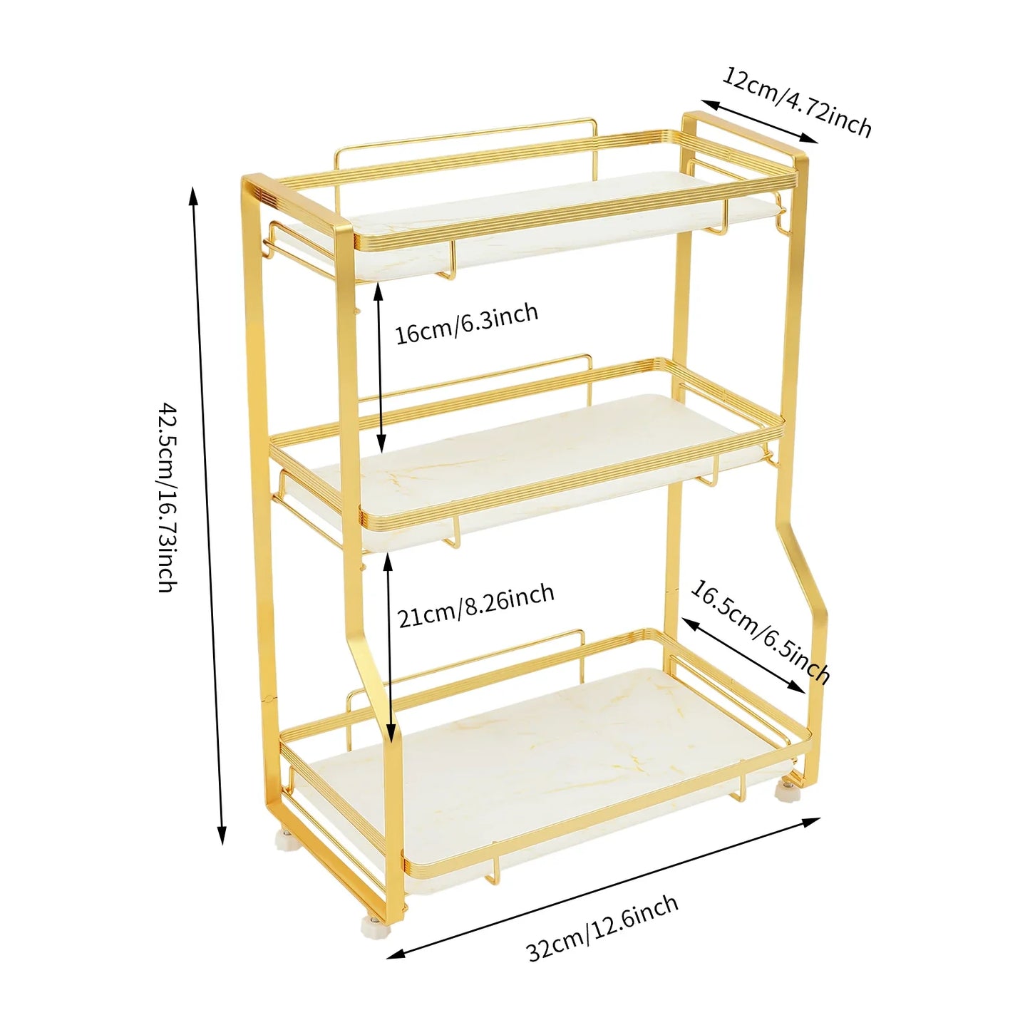 3 Tier Bathroom Countertop Organizer, with Small Storage Basket for Skincare Makeup