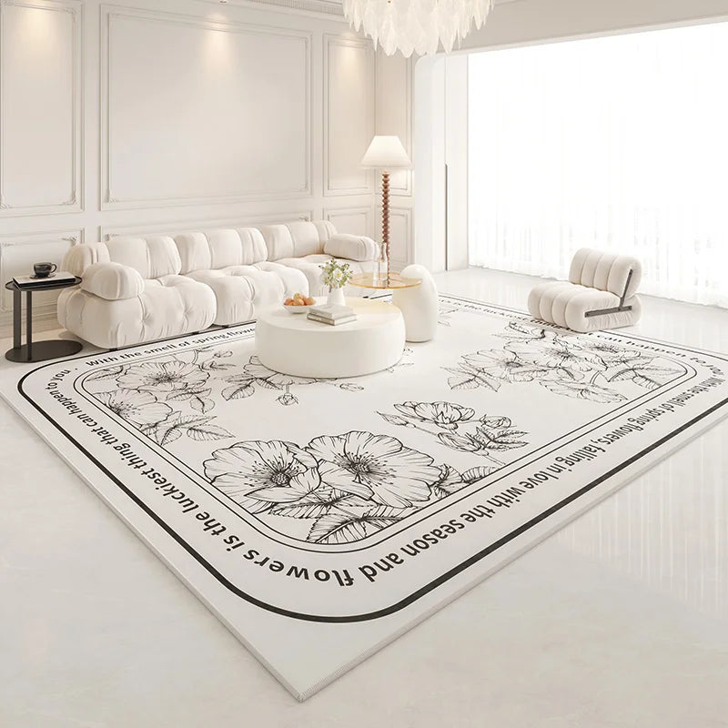American Retro Carpets for Living Room Thick  Decor Flower Pattern Carpet