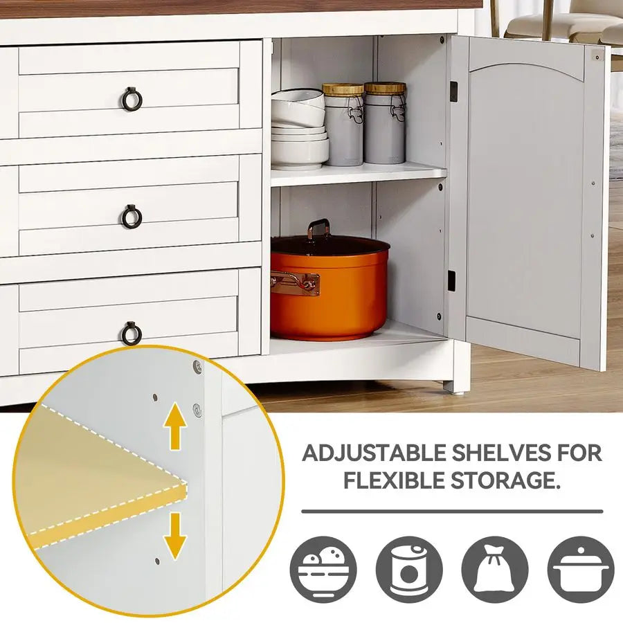 Farmhouse Sideboard Buffet Cabinet with Storage, Kitchen Cabinets