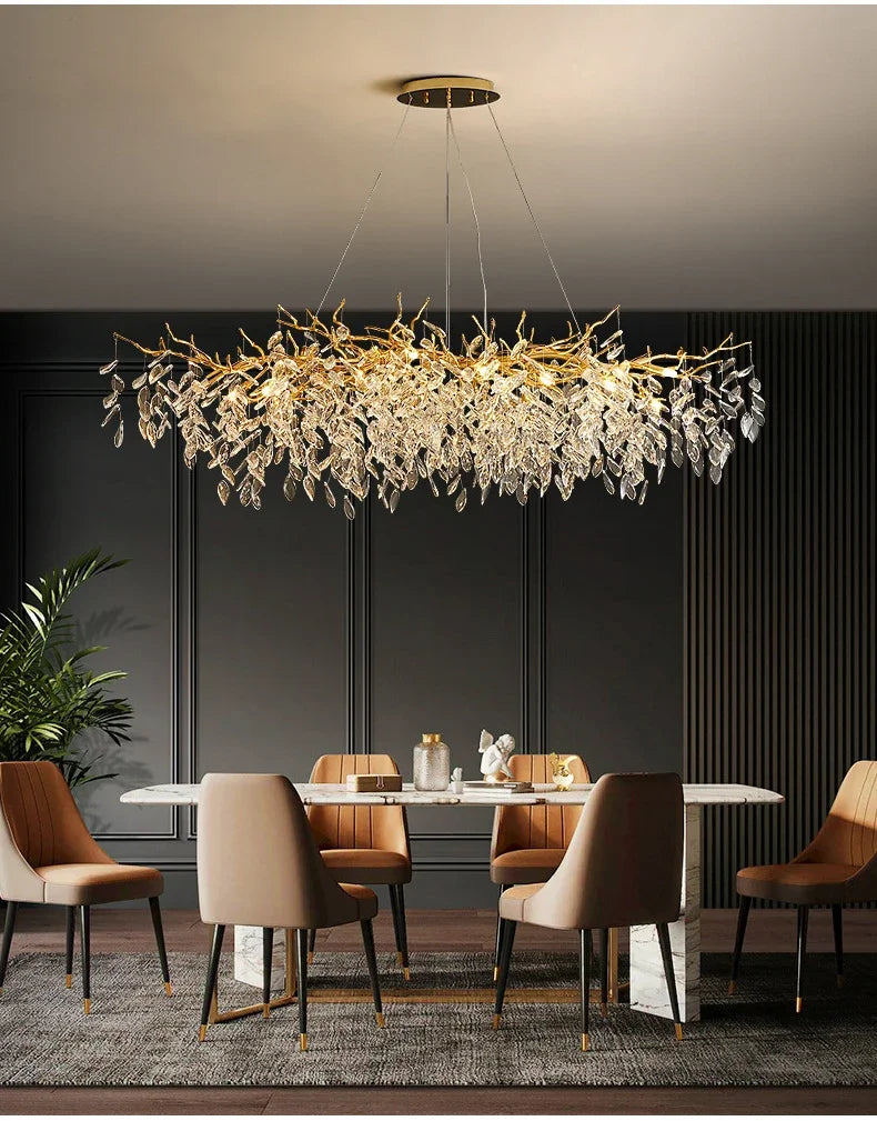 2025 Luxury Gold Crystal LED Chandeliers Living Dining  Lustre Ceiling Pendant Lamps I