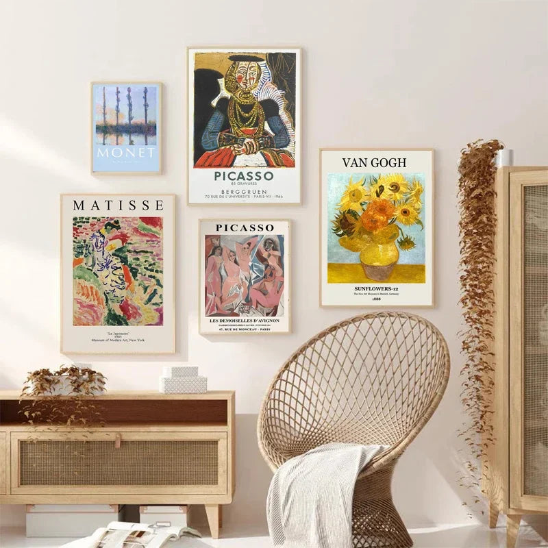 Vintage Famous Van Gogh Monet Matisse Picasso Prints