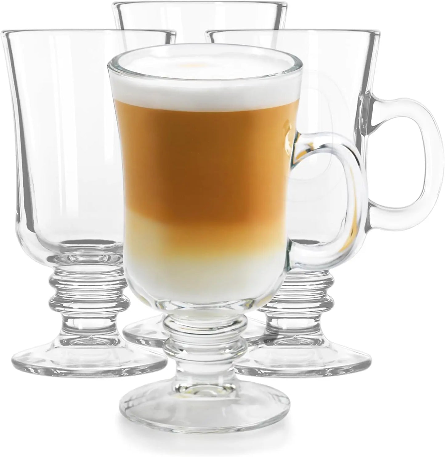 Elegant Raised Rim Latte Mugs, Dishwasher Safe Glass Coffee Cups