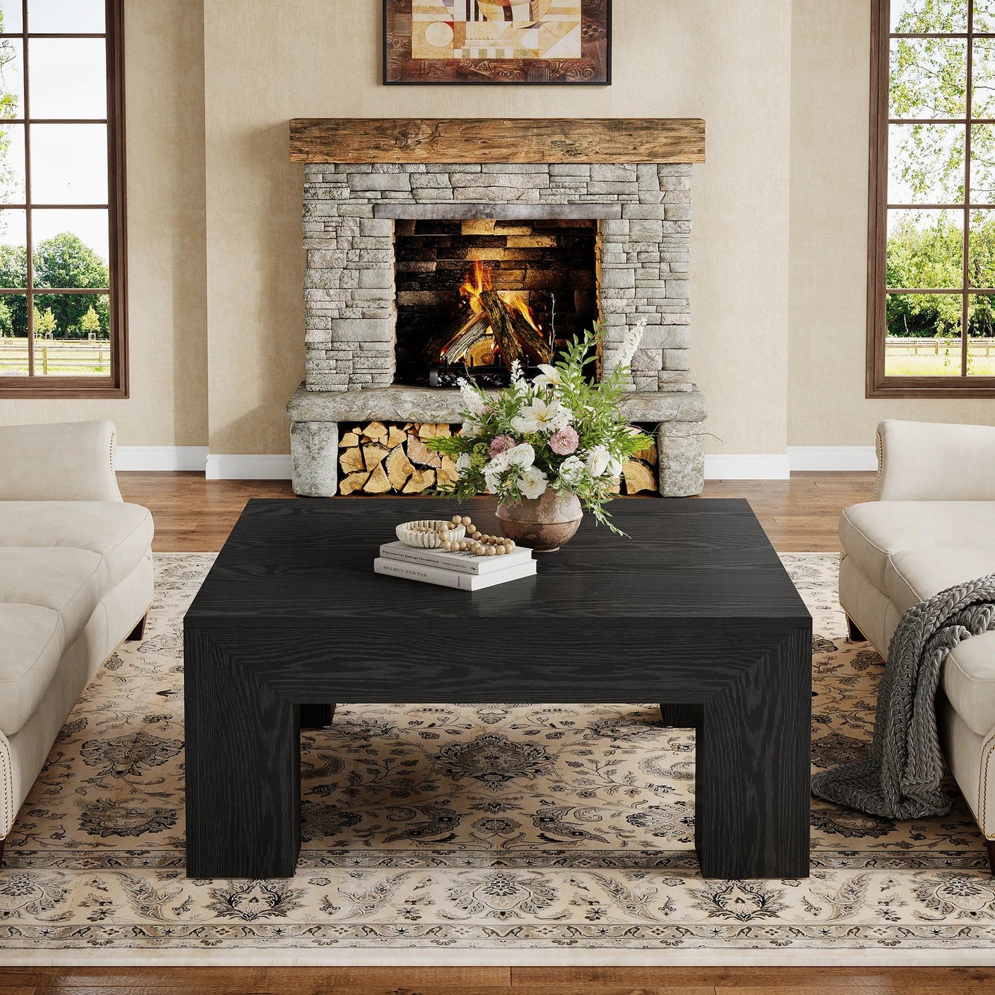 Tribesigns 39.4-Inch Square Coffee Table for Living Room, Farmhouse