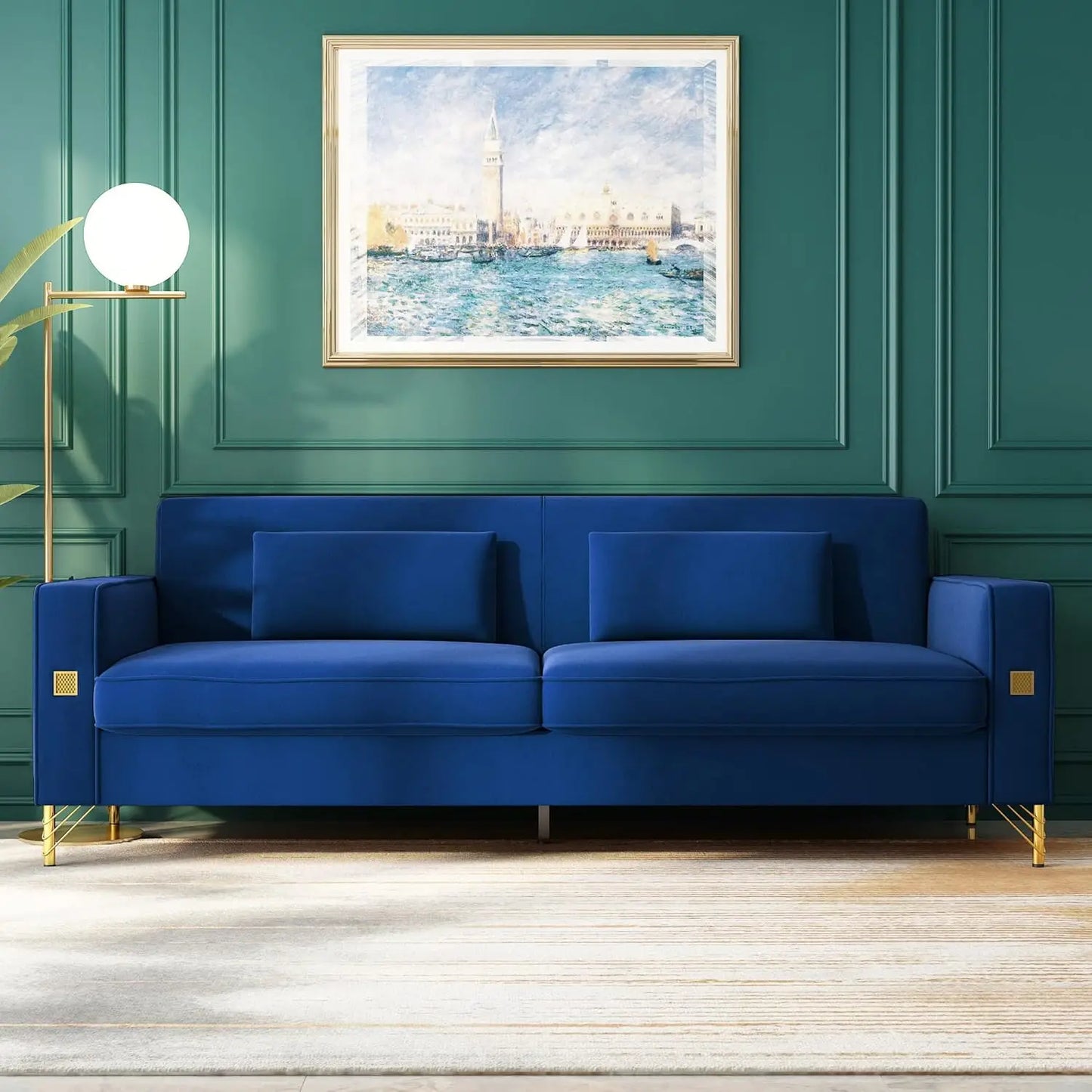 85.63" Velvet Sofa,Modern Loveseat Couch with Pillows Set of 2 for Living Room,Bedroom  6 different colors