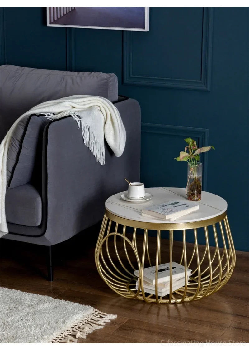 Creative Nordic Iron Tea Table Round Coffee Table for Living Room Cat House Bed