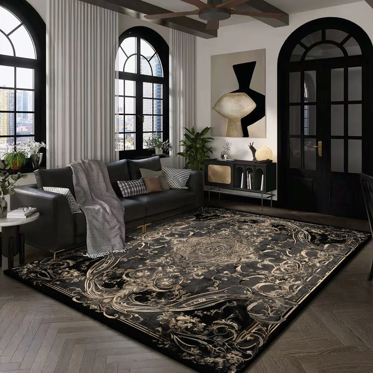 Large Modern Area Rug for Living Room  Plush Non-Slip Floor Machine Washable